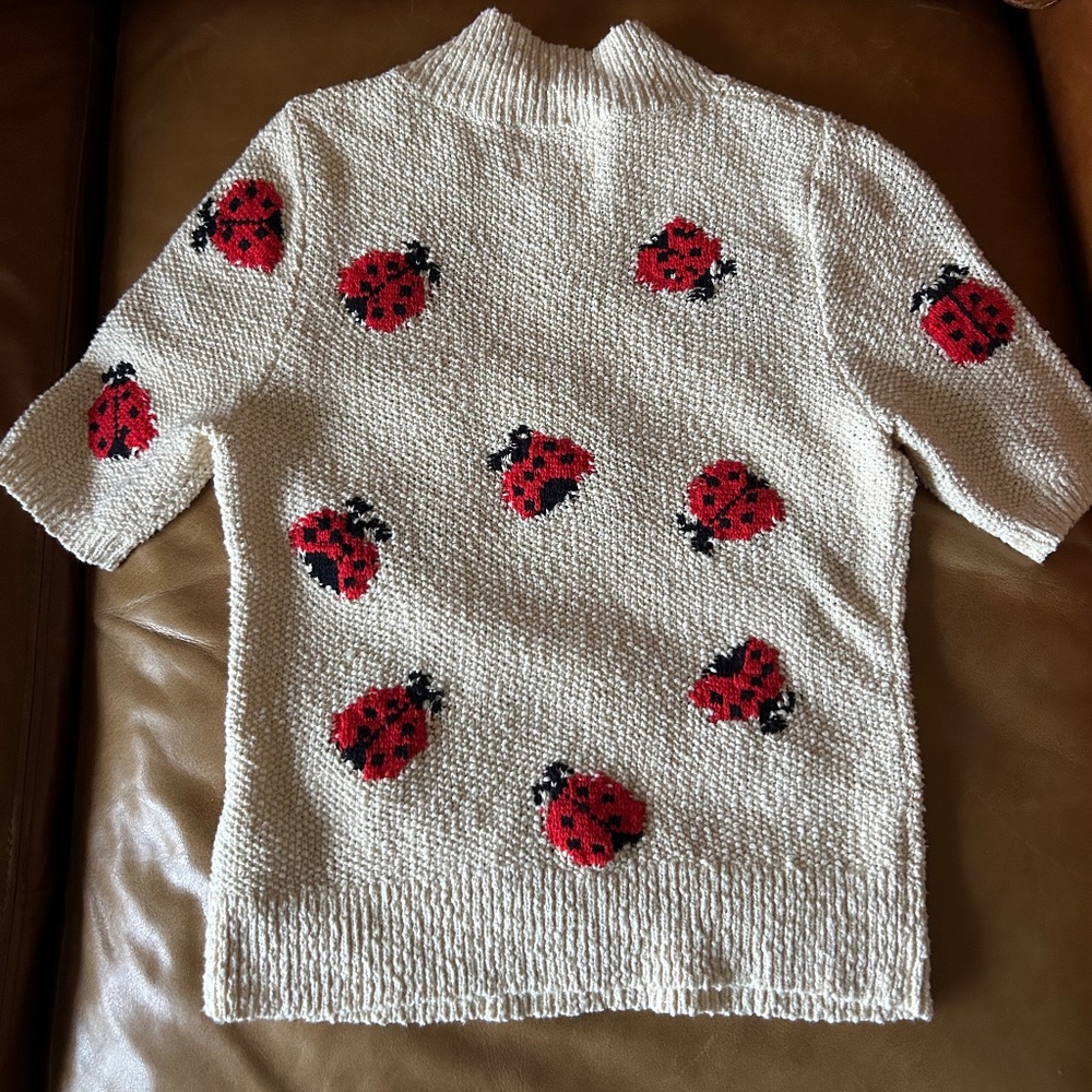 Maeve by Anthropologie Cream Ladybug Turtleneck Sweater XS - Picture 14 of 15